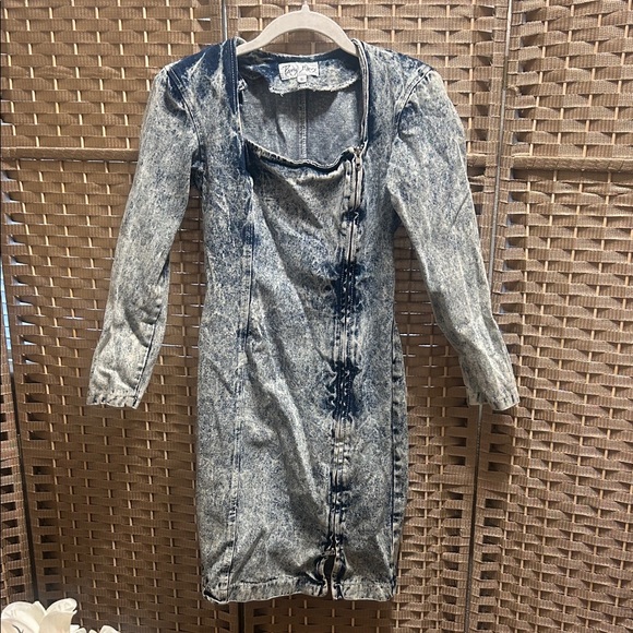 Paris Blues Dresses & Skirts - Paris Blues Acid Wash Mini Dress in Faded Blue